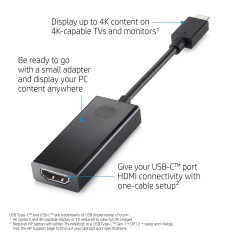 "HP USB-C to HDMI 2.0 Adapter - Seamless Connectivity for High-Resolution Displays | Product No: 1WC36AA"
